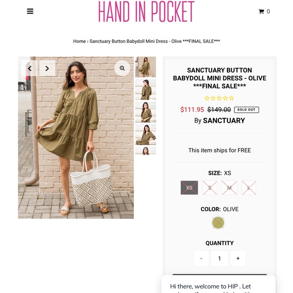 Sanctuary Button Babydoll Mini Dress Olive Size XS - Picture 9 of 10